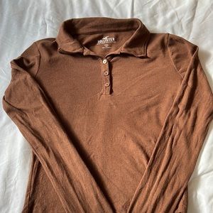 Brown Long Sleeve Collared Shirt